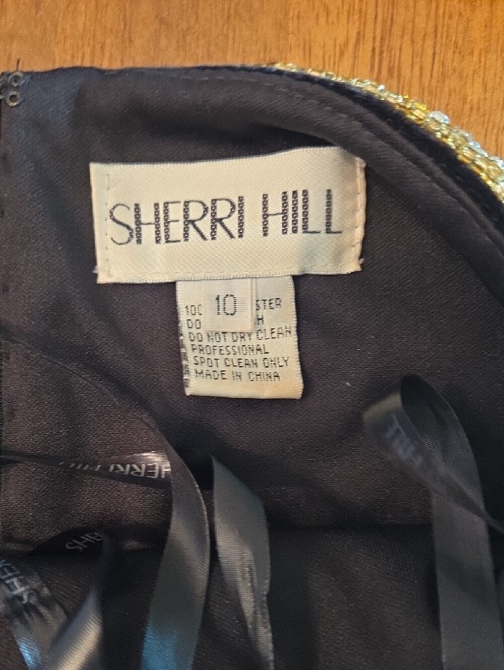 Sherri Hill Black Velvet Two-Piece Mini Dress with Gold & Silver Embellishment - Picture 3 of 3